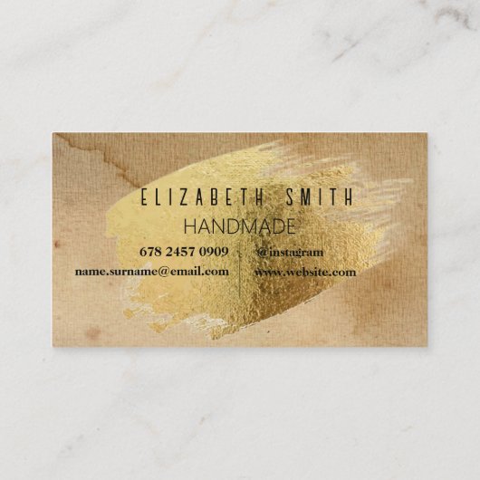 Craft Gold Texture Rustique Logo Carte de visite (Dos)