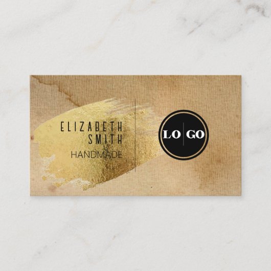 Craft Gold Texture Rustique Logo Carte de visite (Devant)