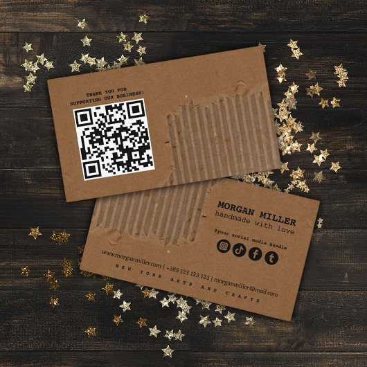 Craft karton gescheurd papier visitekaartje