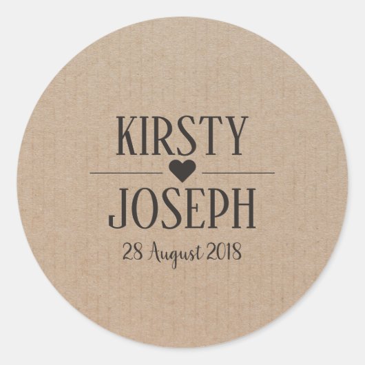 Craft Paper Monogram Weddenschap Sticker (Voorkant)