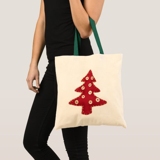Craft Red kerstboom met Button Baubles Tote Bag (Voorkant (product))