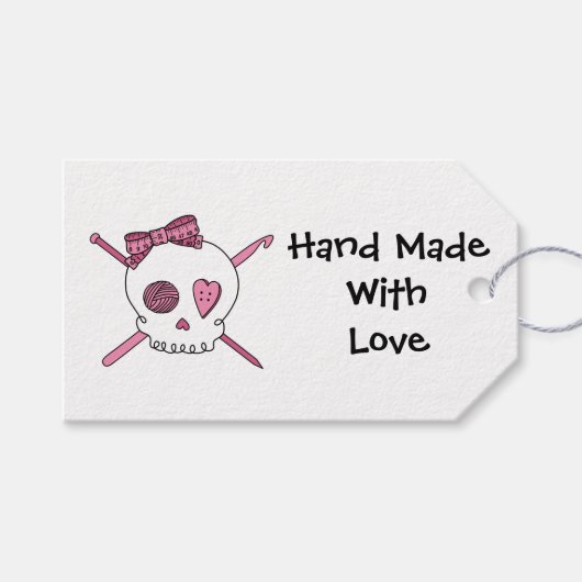 Craft Skull - Breien & Haak (Haarstrik) Cadeaulabel (Voorkant (Horizontaal))