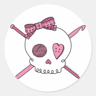 Craft Skull (roze) Ronde Sticker