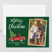 Craft Tape Brush Script Red Truck Green Feestdagenkaart (Voorkant / Achterkant)