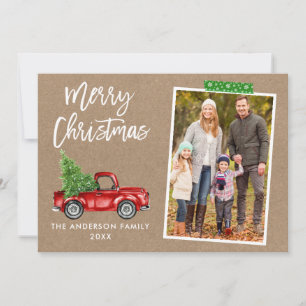 Craft Tape Brush Script Truck Kraft Kerstmis Feestdagenkaart