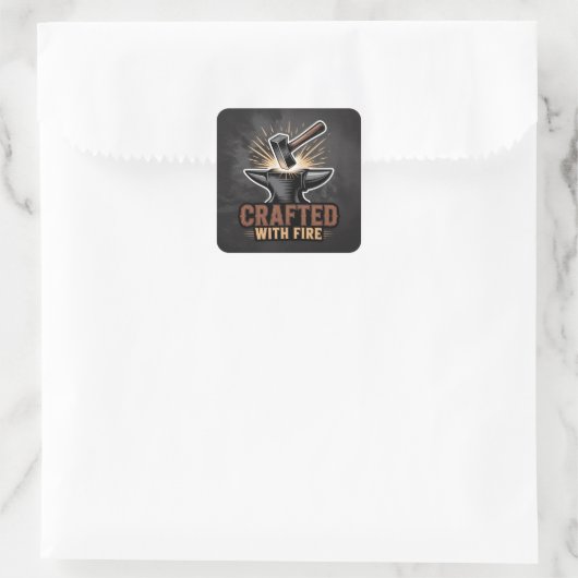 Crafted With Fire – Rustic Artisan Sticker (Sac)