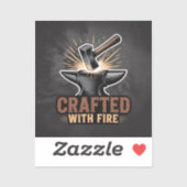 Crafted With Fire – Rustic Artisan Sticker (Vel)