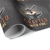Crafted With Fire – Rustic Artisan Sticker Cadeaupapier (Rol Hoek)