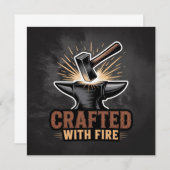 Crafted With Fire – Rustic Artisan Sticker Kaart (Voorkant / Achterkant)