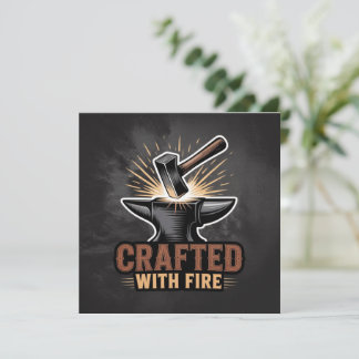 Crafted With Fire – Rustic Artisan Sticker Kaart