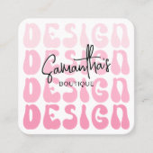 Crafter Handgemaakte Design Artiest Retro Pink Mod Vierkante Visitekaartje (Voorkant)