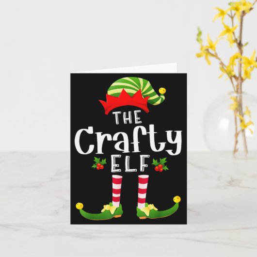 Crafty Christmas Elf Matching Pajama X-mas Party Kaart (Gele Bloem)