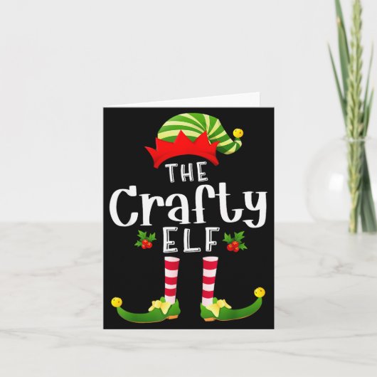 Crafty Christmas Elf Matching Pajama X-mas Party Kaart (Voorkant)