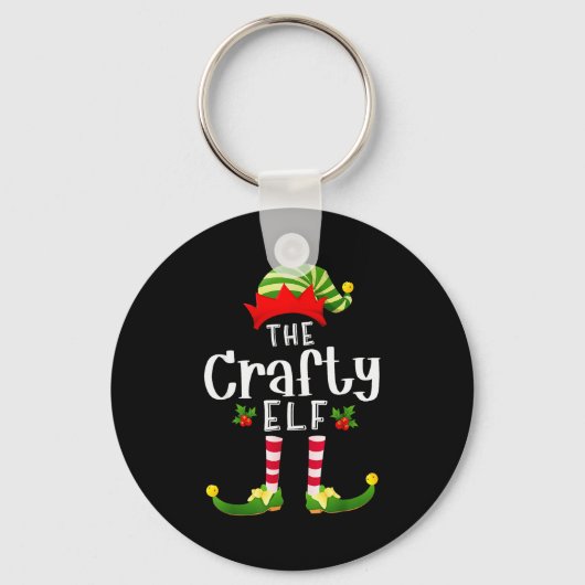 Crafty Christmas Elf Matching Pajama X-mas Party Sleutelhanger (Voorkant)