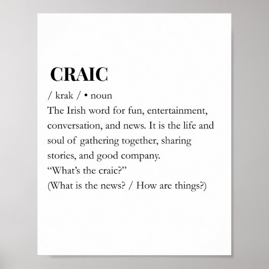 CRAIC : Impression de la signification amusante de (Devant)