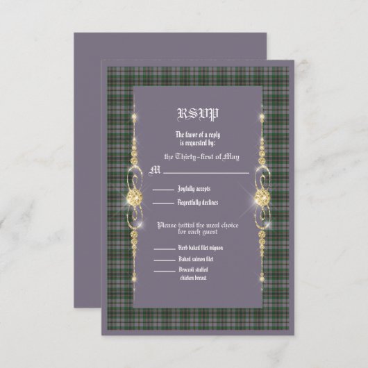 Craig Ancien Mariage Tartan RSVP (Devant / Derrière)