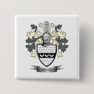 Craig Family Crest Coat of Arms Vierkante Button 5,1 Cm