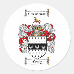 CRAIG FAMILY CREST - CRAIG WAPEN RONDE STICKER