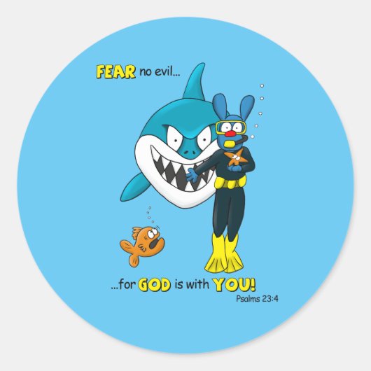 Crainte Pas de requin mal stickers étiquette (Devant)