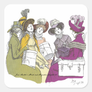 Crammed In, Jane Austen, Pride en Prejudice Vierkante Sticker