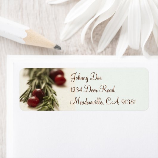 Cranberries et Étiquette de romarin (En situation)