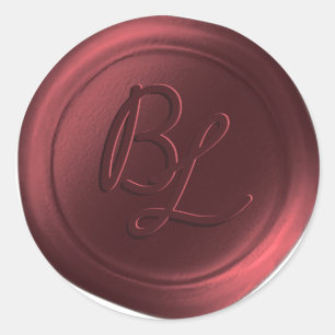 Cranberry 2 Letter Monogram Wax Seal Stickers