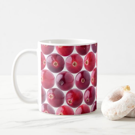 Cranberry achtergrond koffiemok (Met donut)