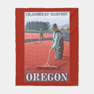 Cranberry Bogs Harvest Vintage Travel Poster Fleece Deken