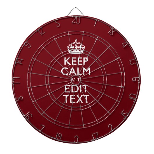 Cranberry Burgundy Keep Calm en Jouw tekst Dartbord (Voorkant)