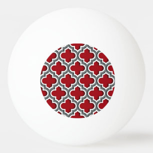 Cranberry Charcoal White Moroccan Quatrefoil #5DS Pingpongballen
