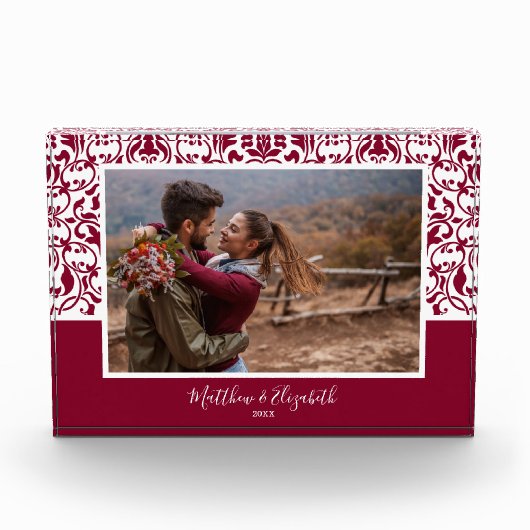 Cranberry Damask kerst op maat Fotoblokken (Voorkant)
