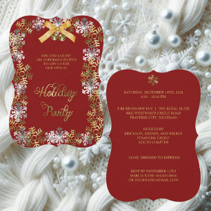 Cranberry Elegant Snowflake Corporate Invitation