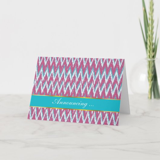 Cranberry en Blauwgroen iKat ZigZag Pattern Aankondiging (Voorkant)