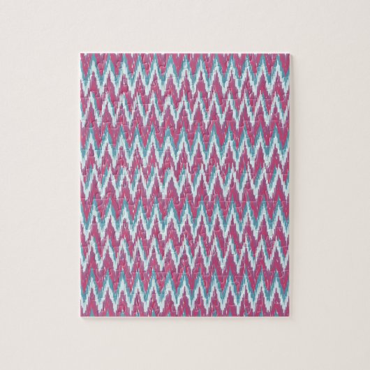 Cranberry en Blauwgroen iKat ZigZag Pattern Legpuzzel (Verticaal)