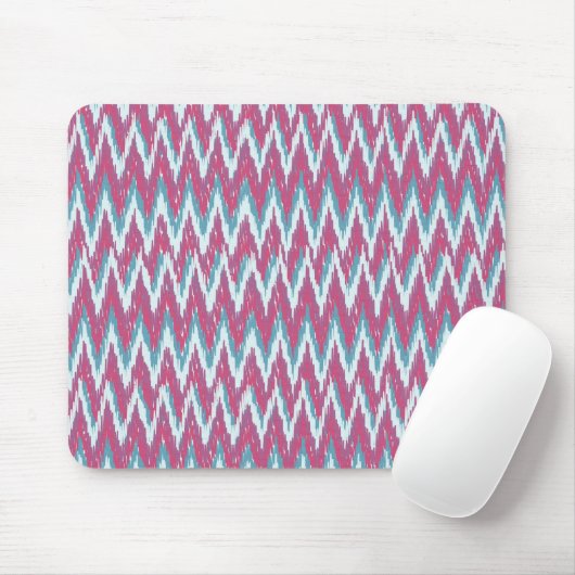 Cranberry en Blauwgroen iKat ZigZag Pattern Muismat (Met muis)