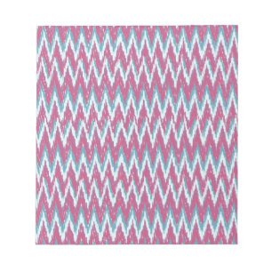 Cranberry en Blauwgroen iKat ZigZag Pattern Notitieblok