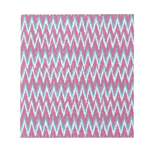 Cranberry en Blauwgroen iKat ZigZag Pattern Notitieblok (Voorkant)