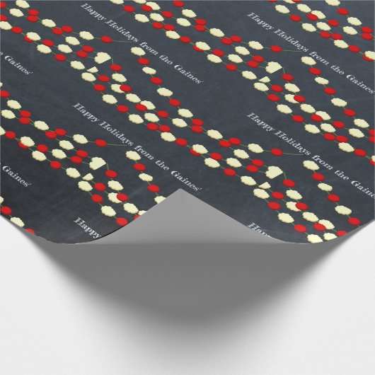 Cranberry en Popcorn Chalkboard Holiday Cadeaupapier (Hoek)