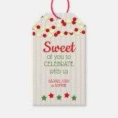 Cranberry en Popcorn rustieke beadboard kerst Cadeaulabel (Voorkant)