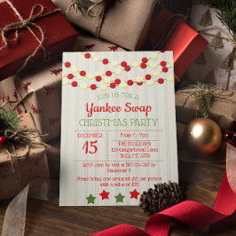 Cranberry en Popcorn rustieke beadboard kerst Kaart