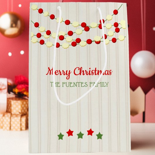 Cranberry en Popcorn rustieke beadboard kerst Medium Cadeauzakje