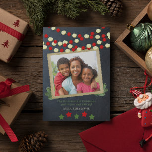 Cranberry en Popcorn rustieke foto Kerstmis Feestdagenkaart