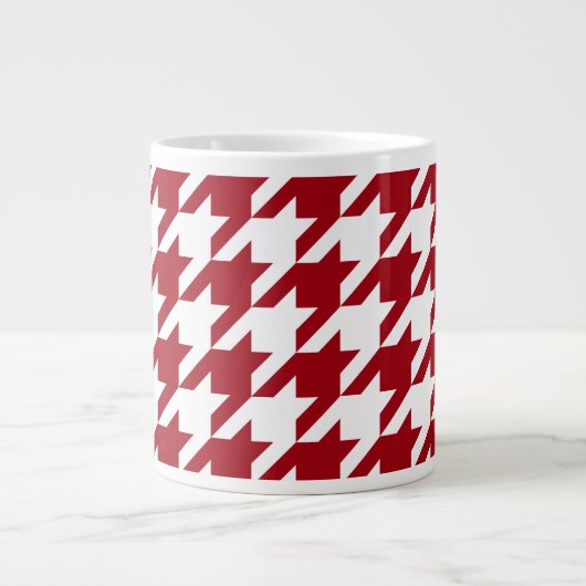 Cranberry en wit groot houndstooth patroon jumbo beker (Voorkant)
