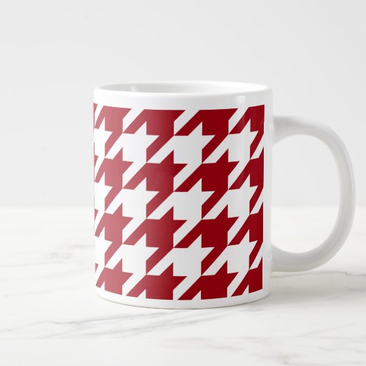 Cranberry en wit groot houndstooth patroon jumbo beker (Rechts)