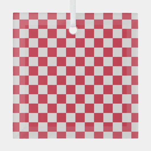 Cranberry fizz checkerboard pattern glas ornament (Voorkant)
