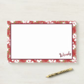 Cranberry Floral Post-it Notes pour Wendy ou vous (Sur un bureau)