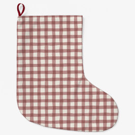 Cranberry Gingham Rood Maroon Grote Kerstsok