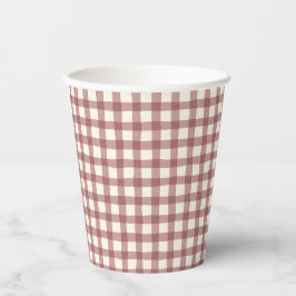 Cranberry Gingham Rood Maroon Papieren Bekers