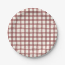 Cranberry Gingham Rood Maroon Papieren Bordje