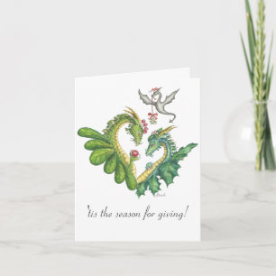 Cranberry-Holly Dragons - Wenskaart Feestdagen Kaart